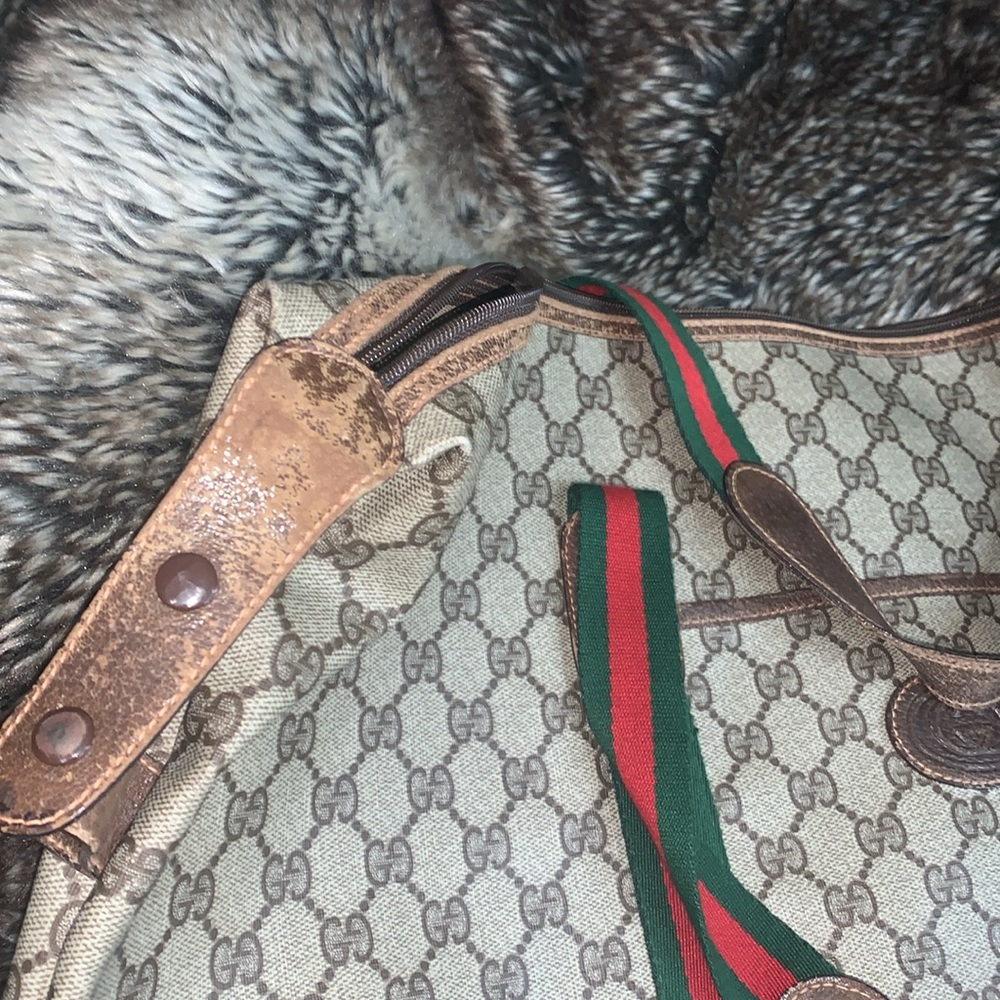 Gucci Authentic Vtg Sherry Coated Canvas Travel Weekender Bag - Picture 5 of 13